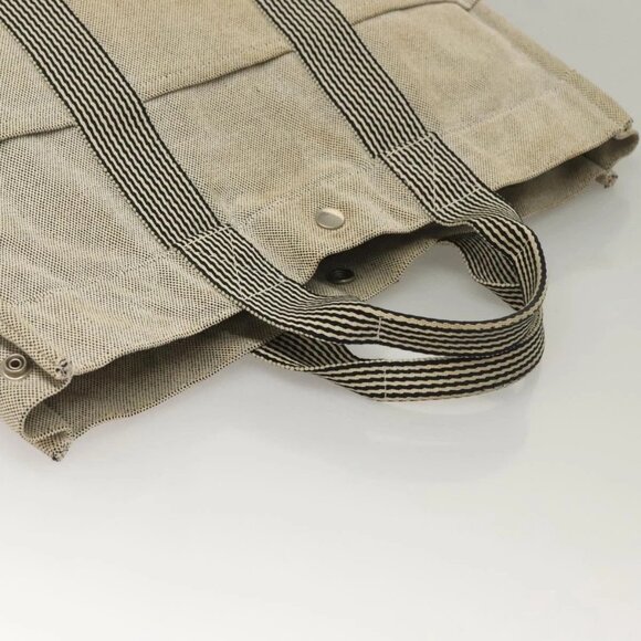 HERMES Fourre Tout MM Hand Bag Canvas Gray Silver Auth - Picture 6 of 16